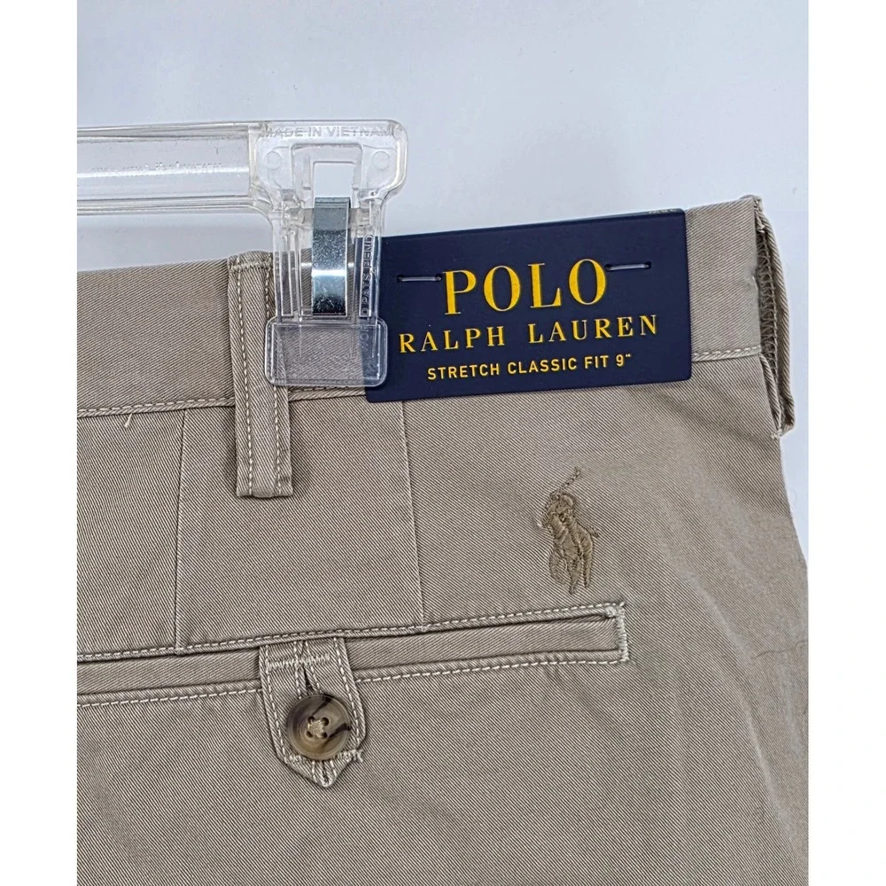 Polo Ralph Lauren Mens Size 38 Tan Khaki Stretch Classic Fit 9 Inch Chino Shorts